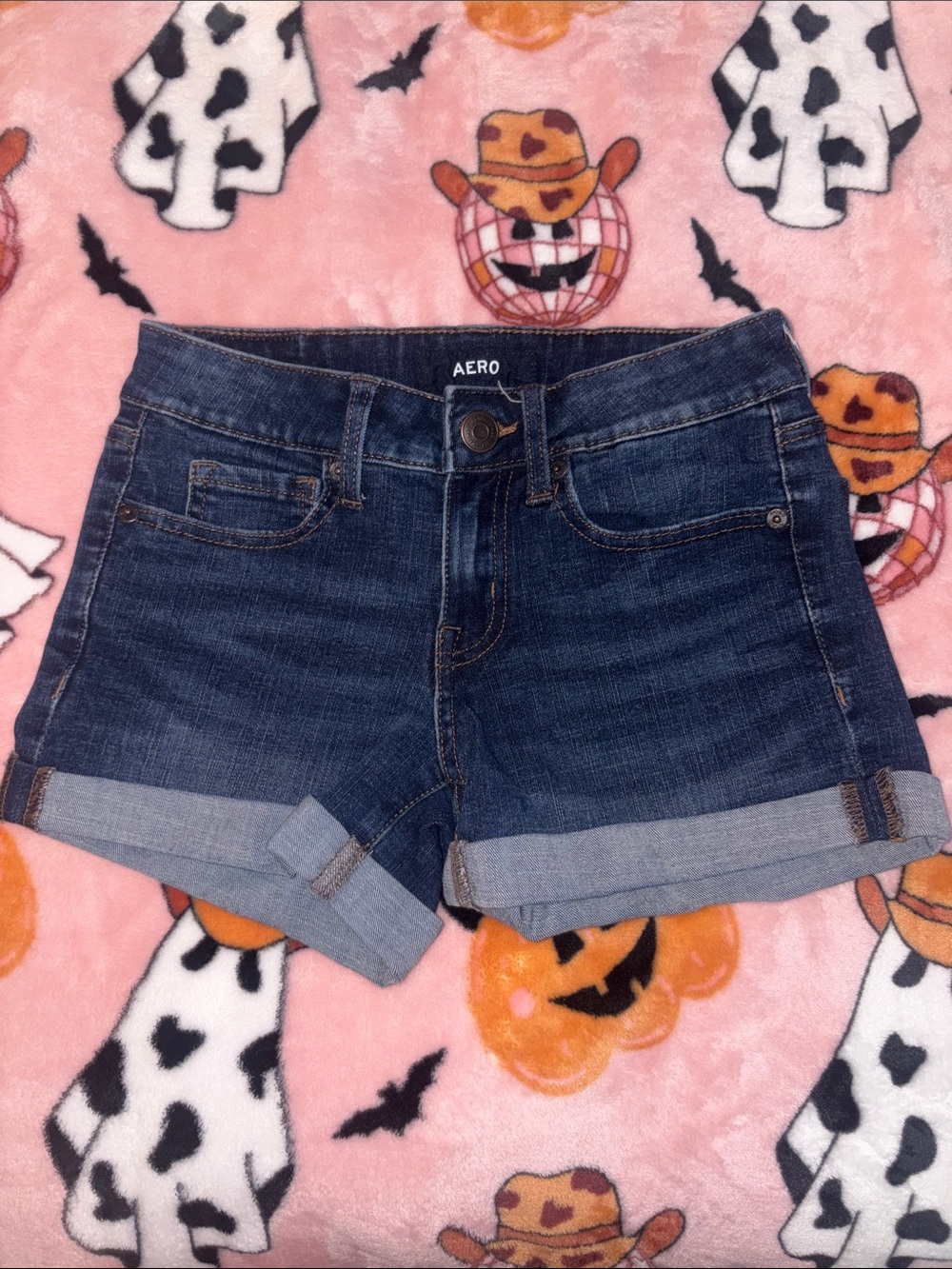 Women's Dark Blue Denim Roll-Cuff Shorts